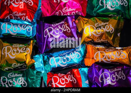 Una selezione di rose Cadburys Foto Stock