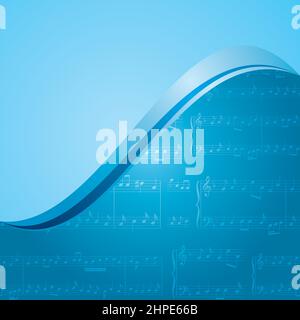 sfondo musicale blu - pattern vettoriale Illustrazione Vettoriale