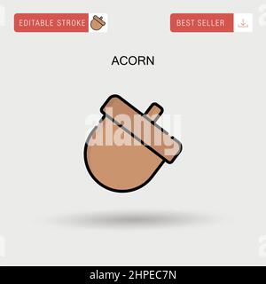 Icona vettore semplice Acorn. Illustrazione Vettoriale