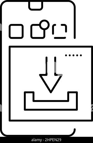 scarica l'app per telefono cellulare ugc immagine vettoriale dell'icona della linea Illustrazione Vettoriale