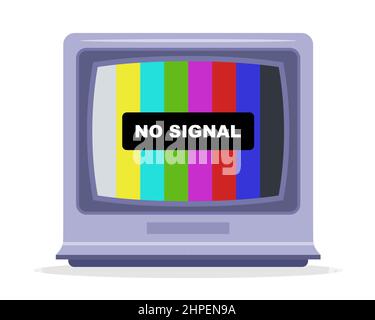 Il televisore non riceve il segnale tv. Monitor con arcobaleno. Immagine vettoriale piatta. Illustrazione Vettoriale