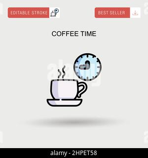 Icona vettore semplice tempo caffè. Illustrazione Vettoriale