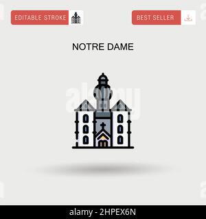 Icona vettore semplice di Notre dame. Illustrazione Vettoriale