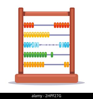 gioco per bambini abacus per l'insegnamento della matematica. illustrazione vettoriale piatta. Illustrazione Vettoriale