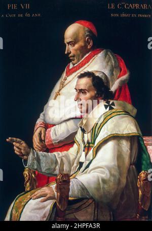 Ritratto di Papa Pio VII e del cardinale Caprara, dipinto a olio di Jacques Louis David, dopo il 1808 Foto Stock