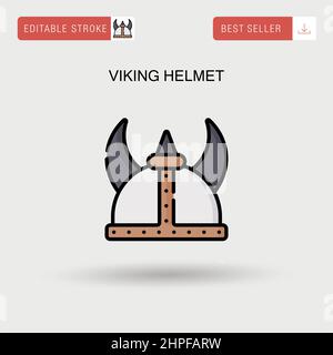 Semplice icona vettoriale del casco Viking. Illustrazione Vettoriale