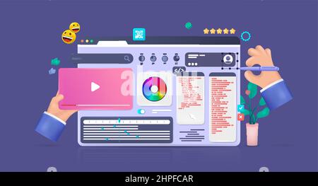 Sviluppo Web design UI, UX, app, sito Web, dashboard Illustrazione Vettoriale