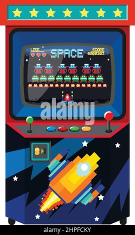 Illustrazione del modello dell'interfaccia utente del gioco spaziale Illustrazione Vettoriale