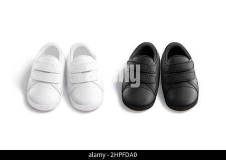 Scarpe bianche e nere per bambini mockup, vista frontale Foto Stock