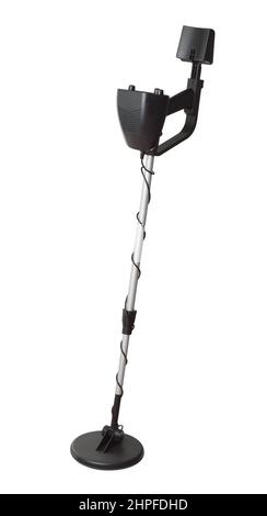 Rilevatore di metalli nero impermeabile isolato su bianco Foto Stock