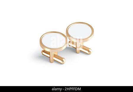 Supporto per coppia mockup con occhialini in oro rotondo bianco, vista laterale Foto Stock