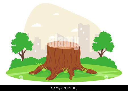 rilievo da un albero in una foresta in una compensazione. illustrazione vettoriale piatta. Illustrazione Vettoriale