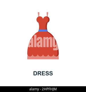 Vestire icona piatta. Segno colorato della collezione di festeggiamenti. Flat Dress icona segno per il web design, infografica e altro ancora. Illustrazione Vettoriale