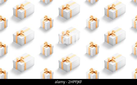 Bianco natale scatola del regalo modello senza cuciture mockup, isolato Foto Stock