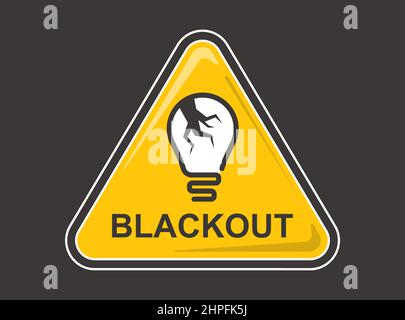 segno di blackout giallo su sfondo blu. immagine vettoriale piatta Illustrazione Vettoriale