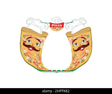 Animatore pizza Cartoon - personaggio divertente sul banner Illustrazione Vettoriale