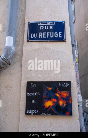 Rue du Refuge Quartier Du Panier Marsiglia Francia Foto Stock