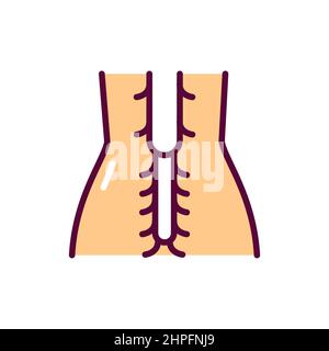 Icona della linea di colore della sindrome da equina di cauda. Elemento vettoriale isolato. Pittogramma a contorno per pagina web, app mobile, promo Illustrazione Vettoriale