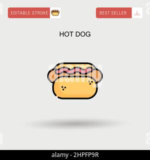 Hot dog semplice icona vettoriale. Illustrazione Vettoriale