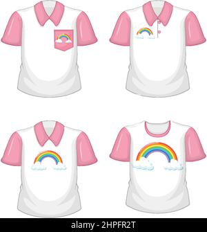 Una camicia bianca con maniche rosa su sfondo bianco Illustrazione Vettoriale