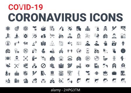Coronavirus COVID 19 icone vettoriali pandemiche impostate Illustrazione Vettoriale