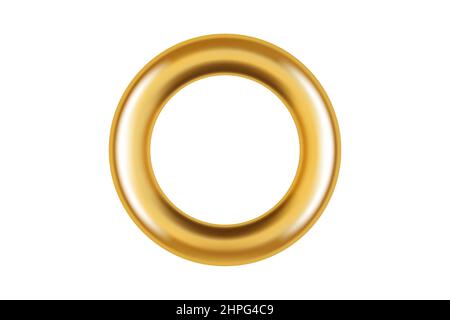 Anello di tenuta isolato in oro realistico per carta, cartoncino, etichetta, adesivo o appendiabiti. Anello in acciaio o cromato su sfondo bianco. Vettore i Illustrazione Vettoriale