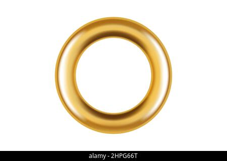 Anello di tenuta isolato in oro realistico per carta, cartoncino, etichetta, adesivo o appendiabiti. Anello in acciaio o cromato su sfondo bianco. Vettore i Illustrazione Vettoriale