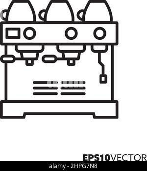 Icona della linea di macchina da caffè espresso da bar professionale.  Simbolo del barista e della preparazione di bevande calde. Bar e café  attrezzature flat vecto Immagine e Vettoriale - Alamy