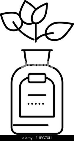 fitoterapia naturale delle piante medicamenti linea di bottiglia icona illustrazione vettoriale Illustrazione Vettoriale