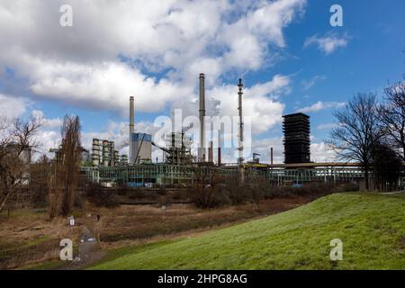 ThyssenKrupp Steel AG, impianto di coking di Schwelgern sui prati di Rheinauen Foto Stock