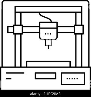 illustrazione vettoriale dell'icona della linea della stampante 3d Illustrazione Vettoriale