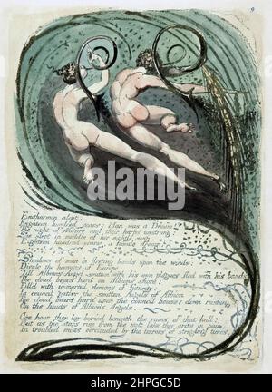 Dall'Europa una profezia del poeta e artista inglese William Blake, 1757 - 1827. Personaggi della mitologia di Blake, o mitopea. Foto Stock