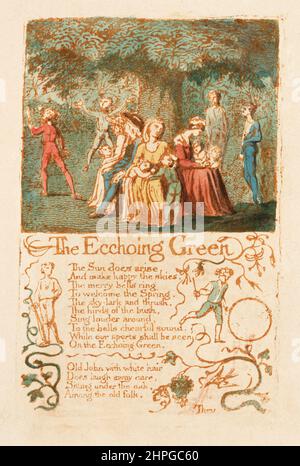 Illustrazione per il verde echoing, da Songs of Innocence pubblicato per la prima volta nel 1799 dal poeta e artista inglese William Blake, 1757 - 1827. Foto Stock