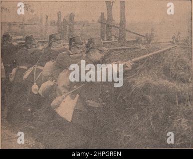 Soldati tedeschi che hanno eroicamente respinto gli attacchi russi nella Prussia orientale. DIRITTI-AGGIUNTIVI-CLEARANCE-INFO-NON-DISPONIBILI E SCADUTI. Foto Stock