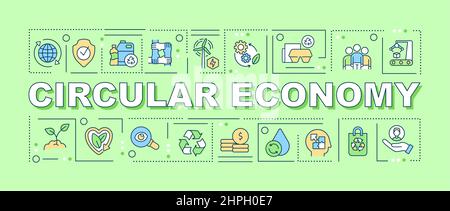 Circolare economia parola concetti banner verde Illustrazione Vettoriale