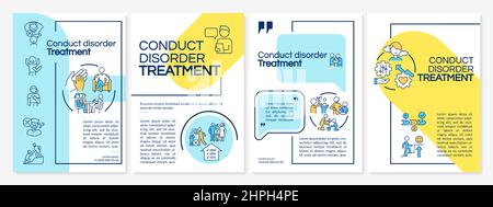 Modello di brochure blu e giallo per il trattamento dei disturbi Illustrazione Vettoriale