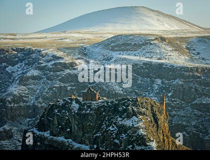 Kars, Istanbul, Turchia. 20th Feb 2022. Ani Ruins, Ani è un sito medievale armeno in rovina e disabitato situato nella provincia turca di Kars, Turchia (Credit Image: © Serkan Senturk/ZUMA Press Wire) Foto Stock