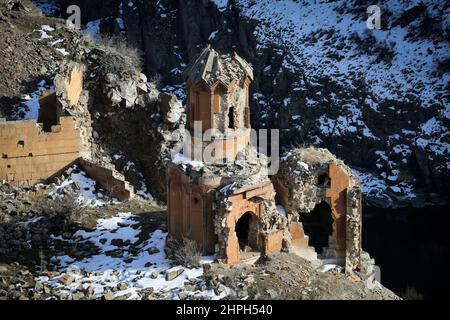 Kars, Istanbul, Turchia. 20th Feb 2022. Ani Ruins, Ani è un sito medievale armeno in rovina e disabitato situato nella provincia turca di Kars, Turchia (Credit Image: © Serkan Senturk/ZUMA Press Wire) Foto Stock