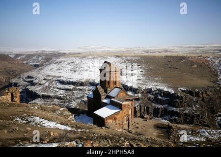 Kars, Istanbul, Turchia. 20th Feb 2022. Ani Ruins, Ani è un sito medievale armeno in rovina e disabitato situato nella provincia turca di Kars, Turchia (Credit Image: © Serkan Senturk/ZUMA Press Wire) Foto Stock