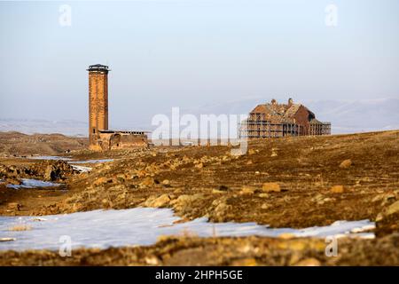 Kars, Istanbul, Turchia. 20th Feb 2022. Ani Ruins, Ani è un sito medievale armeno in rovina e disabitato situato nella provincia turca di Kars, Turchia (Credit Image: © Serkan Senturk/ZUMA Press Wire) Foto Stock