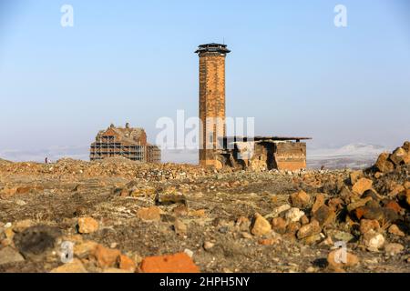 Kars, Istanbul, Turchia. 20th Feb 2022. Ani Ruins, Ani è un sito medievale armeno in rovina e disabitato situato nella provincia turca di Kars, Turchia (Credit Image: © Serkan Senturk/ZUMA Press Wire) Foto Stock