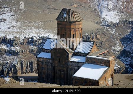 Kars, Istanbul, Turchia. 20th Feb 2022. Ani Ruins, Ani è un sito medievale armeno in rovina e disabitato situato nella provincia turca di Kars, Turchia (Credit Image: © Serkan Senturk/ZUMA Press Wire) Foto Stock