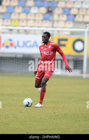 Joyskim Aurélien Dawa Tchakonte è un calciatore cameroniano che attualmente gioca in Romania per il FC Botoșani Foto Stock