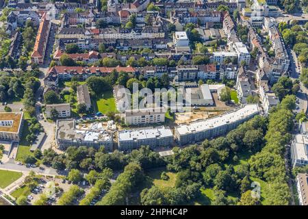 Vista aerea, cantiere e nuovo progetto di costruzione RüBogen nella Gummertstraße di Essen-Rüttenscheid, Essen, zona della Ruhr, Renania settentrionale-Vestfalia, Foto Stock