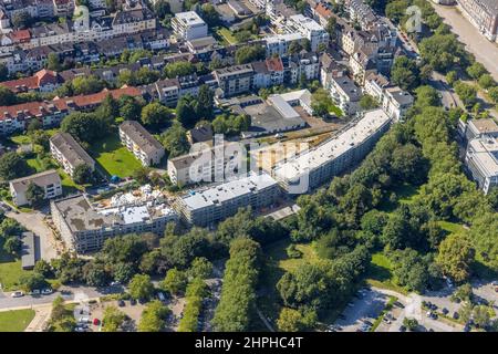 Vista aerea, cantiere e nuovo progetto di costruzione RüBogen nella Gummertstraße di Essen-Rüttenscheid, Essen, zona della Ruhr, Renania settentrionale-Vestfalia, Foto Stock