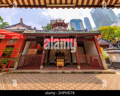 Singapore - 13 settembre 2019: Thian Hock Keng, il più antico tempio buddista del popolo hokkien in paese costruito per adorare Mazu, una dea del mare cinese Foto Stock