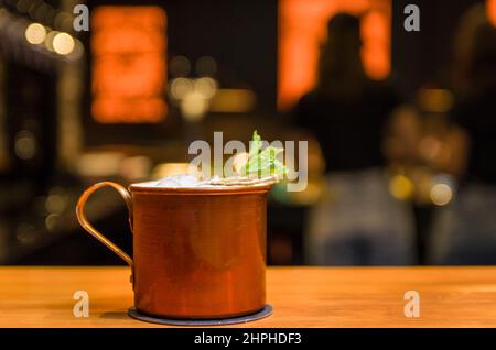 Deliziosa tazza di rame Mule Mosca bevanda primo piano Foto Stock