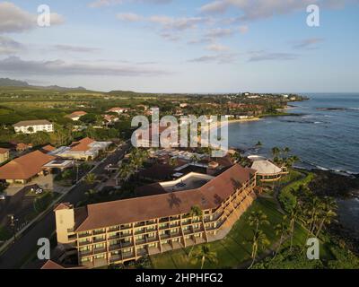 Foto drone dello Sheraton Kauai Report a Poipu Foto Stock