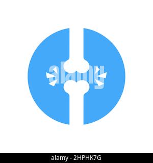 Icona blu di dolore articolare. Osso, lesione, malattia. Artrite concetto. Può essere utilizzato per argomenti quali sintomi, assistenza sanitaria, anatomia. Vettore Illustrazione Vettoriale