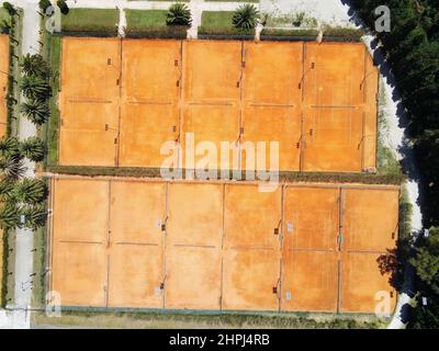 Scatto aereo del Jamor Sports Complex ad Alges, Portogallo Foto Stock